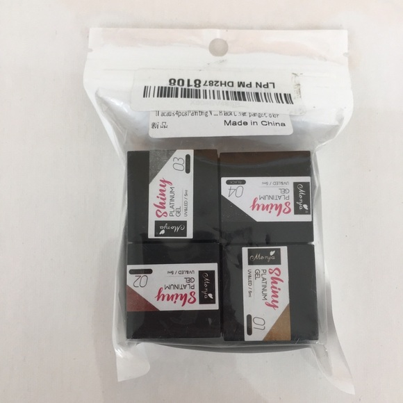 Morja Shiny Platinum Gel Nail Polish Set of 4 Black and Gold - Picture 1 of 6